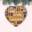 Just A Girl Loves Book Ornament, Bookself Decoration Gifts For Women Men On Christmas