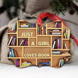 Just A Girl Loves Book Ornament, Reading Bookself Decoration Gifts For Women Men On Christmas