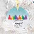 Personalized First Christmas Engaged Rainbow Flag Ornament Custom Name Xmas Tree Engagement Gifts