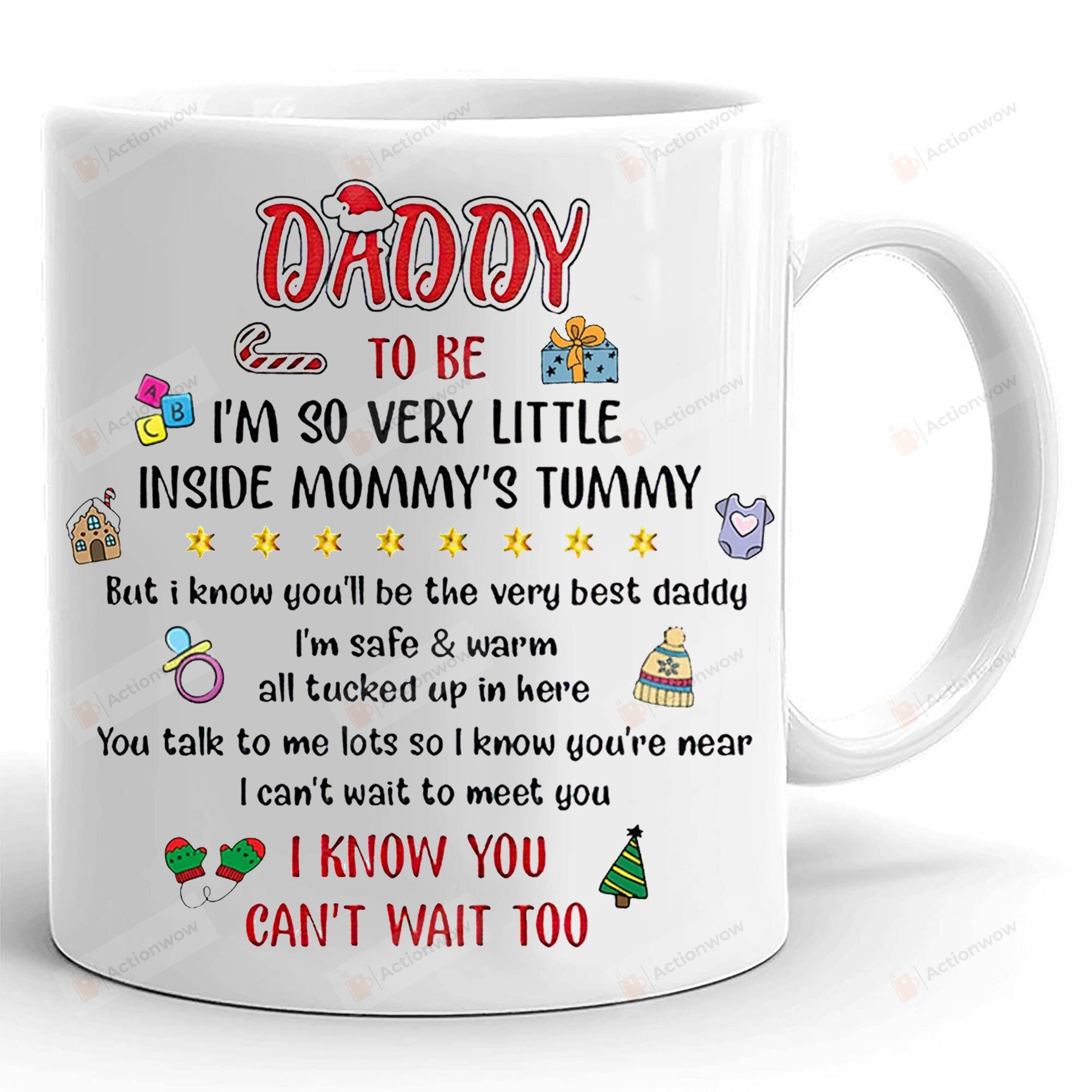 Daddy To Be I'm So Very Little Inside Mommys Tummy Mug Gifts For Daddy To Be, Baby Announcement