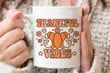 Pumpkin Thankful Vibes Ceramic Coffee Mug, Thanksgiving Thankful Vibes Mug Gifts For Women Men, Hippie Thanksgiving Gifts