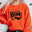 Boo Pumpkin Face Sweatshirt, Jack-O-Lantern Sweatshirt Gifts For Women, Fall Halloween T-Shirt, Spooky Season