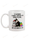 Love Crochet, Book, Cat - A Woman Cannot Survive On Books Alone She Also Needs A Cat 11oz, 15oz Ceramic Coffee Mug