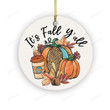 It's Fall Y'all Thanksgiving Ornament, Love Fall Yall Decorations Fall Things For Women 2022, Thanksgiving Leopard Pumpkin Decorations Gifts For Women Men