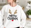 Merry Christmas Reindeer Antlers Sweatshirt, Christmas Shirt Gifts For Women Family, Rudolph Shirt