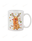 Golden Retriever Christmas Mug With Handle, Insulated Ceramic Reusable Coffee Cup,Coffee Travel Mug Novelty Drinkware Ceramic Coffee Tea Mug-Art Printed Quotes Mug (15 Oz)