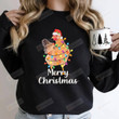 Merry Christmas Chicken Lights With Santa Hat Sweatshirt, Ugly Christmas Shirt Gifts For Women For Men