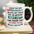 We're Not Biologically Related Mug, Christmas Gifts For Step Dad Bonus Dad From Kids, Look At You Landing With My Mom Cup