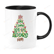 Oh Come Let Us Adore Him Xmas Holiday Mug, Holiday Winter Coffee Tea Mug, Gift For Friend Family Lover On Birthday Christmas Thanksgiving, Accent Tea Cup 11oz