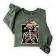 Varka Christmas Skeleton Coffee Crewneck Sweatshirt, Dead Inside Skeleton Santa Shirt, Coffee Lover Hoodie Xmas Gifts (Multi 1)