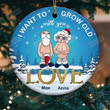 Personalized Santa Couple I Want To Grow Old With You Ornament, Christmas Decoration Gifts For Couple Girlfriend Boyfriend