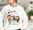 Cow Christmas Lights Crewneck Sweatshirt, Christmas Sweater, Funny Christmas Shirt Gifts For Women, Xmas Gifts For Cow Lovers Farmer