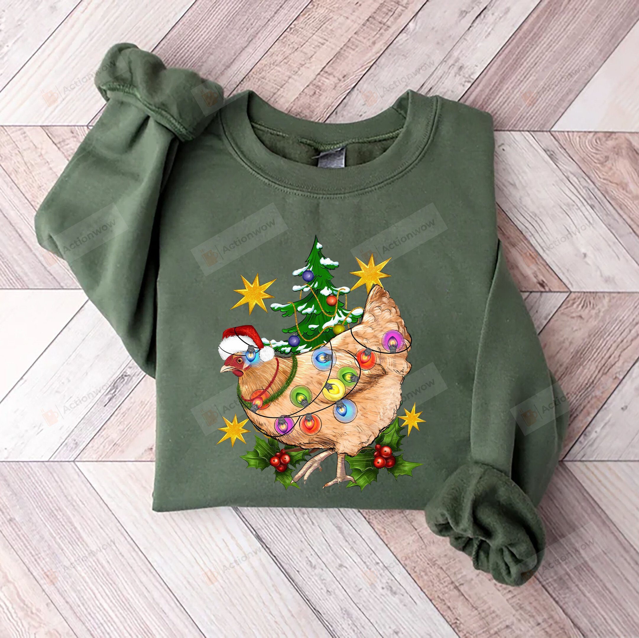 Christmas Chicken Sweatshirt, Chicken Lover Gift, Xmas Farmer T-Shirt, Kids Christmas Tee