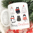 Meowy Christmas Mug, Cute Cat Christmas Mug, Merry Christmas Cat Mug Gift For Cat Mom Dad Cat Lover