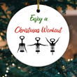 Enjoy A Christmas Workout Ornament, Funny Christmas Ornament For Dad Mom Or Friends, Happy Holiday Ornament. Christmas Workout With Wine