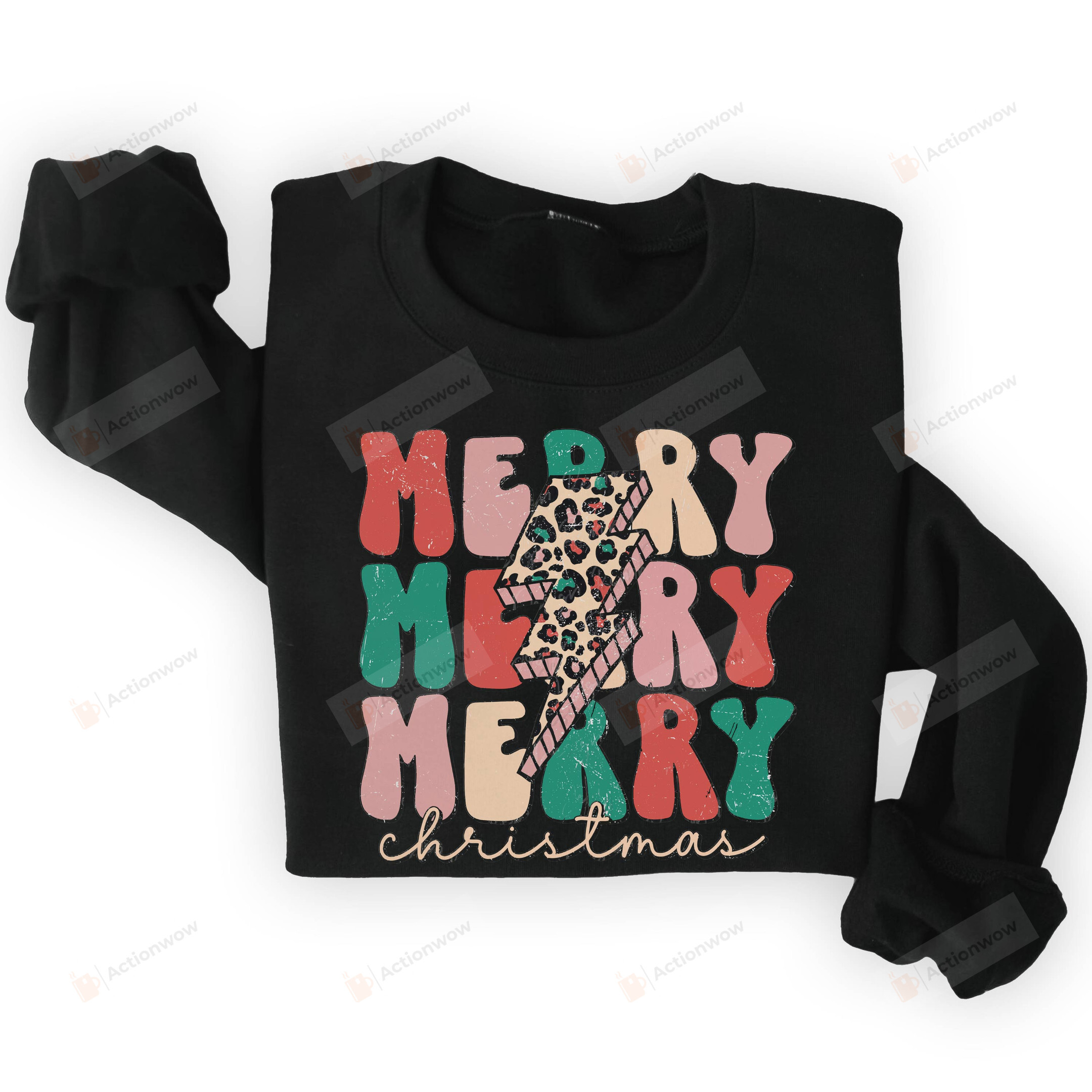 Merry Merry Merry Christmas Leopard Sweatshirt, Christmas Sweater, Christmas Gifts For Women Family