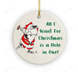 Custom Golf Christmas Ornament, All I Want Is A Hole In One Ornament, Christmas Gift For Golf Lover