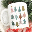 Boho Christmas Trees Mug, Minimalistic Christmas Trees Mug, Christmas Gift For Mom Dad Best Friend
