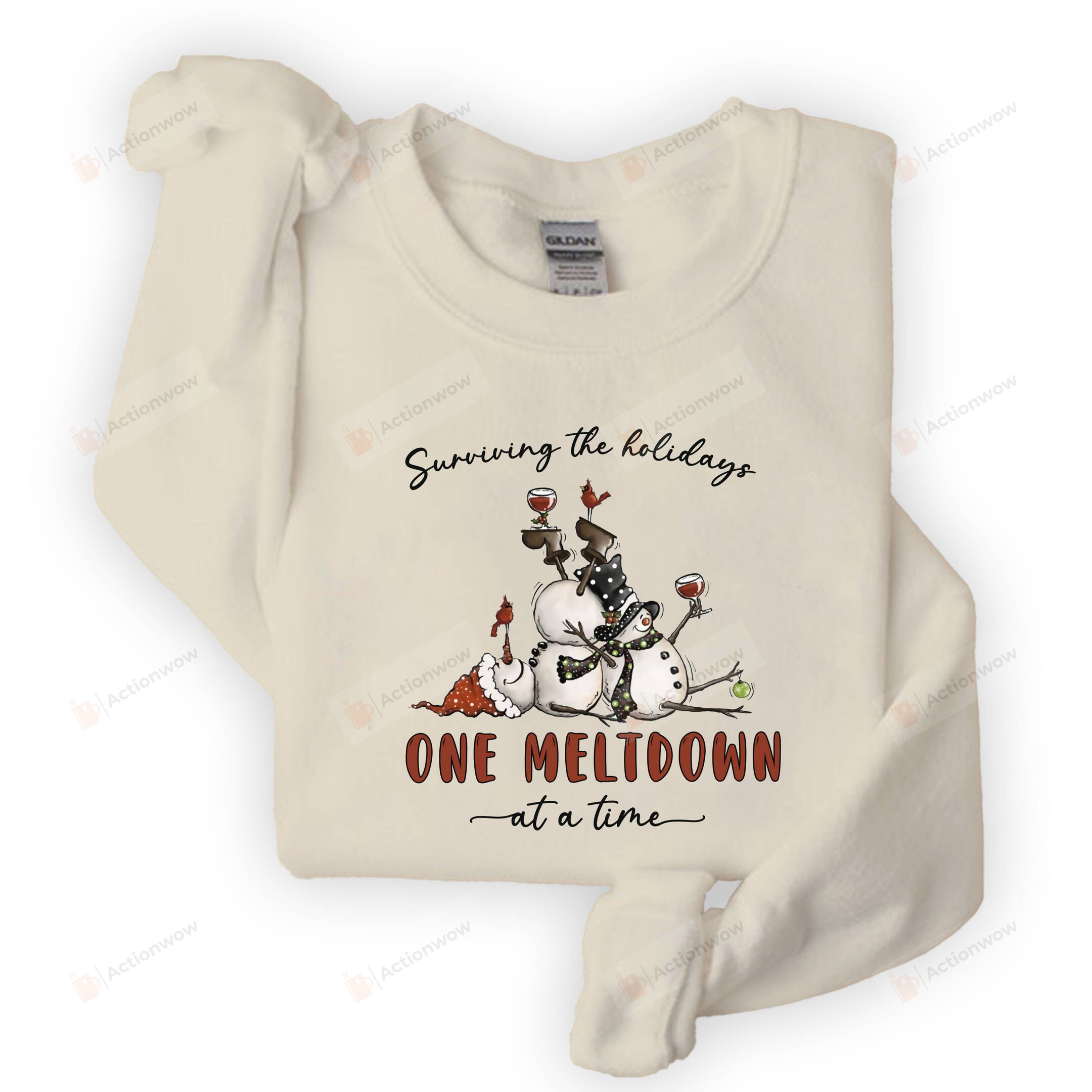 Surviving The Holidays One Meltdown At A Time Snowman Christmas Sweatshirts, Funny Snowman Christmas Sweaters