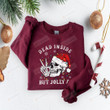 Dead Inside But Jolly Af Skull Santa Light Skeleton Pajamas Sweatshirt, Skeleton Mens Christmas Sweatshirt Shirt