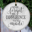 Personalized Never Forget The Difference You'Ve Made Ornament, Retirement Ornament, Retirement Gift For Bestie, Friends, Coworkers, Meaningful Leaving Gift, Thank You Gift, Appreciation Gift