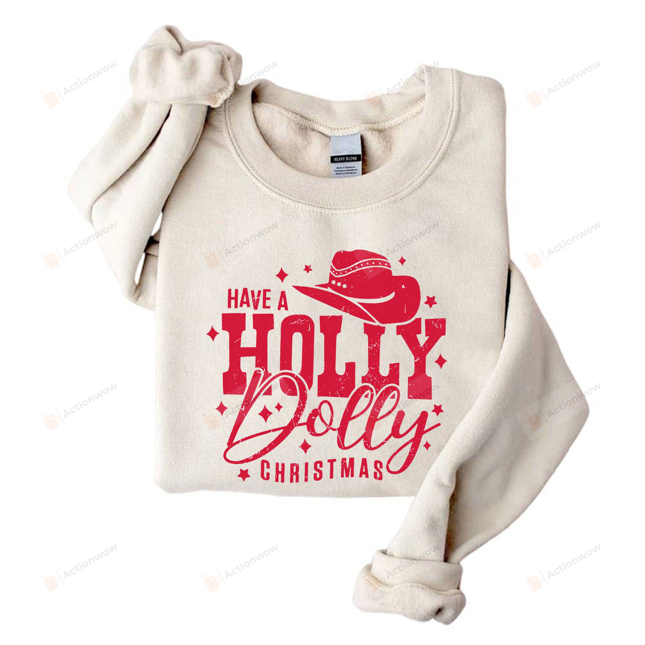 Christmas Sweatshirt, Have A Holly Dolly Christmas Sweatshirt, Disco Cowgirl Sweatshirt