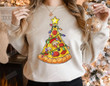 Pizza Christmas Tree Sweatshirt, Christmas Sweater, Pizza Shirt, Funny Christmas Shirt Gifts For Men Women Pizza Lovers, Pizza Slice Shirt, Xmas Gifts For Family Friend