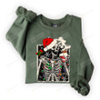 Christmas Skeleton Coffee Sweatshirt, Dead Inside But Jolly Af Sweatshirt, Dead Inside Skeleton Christmas Sweatshirt