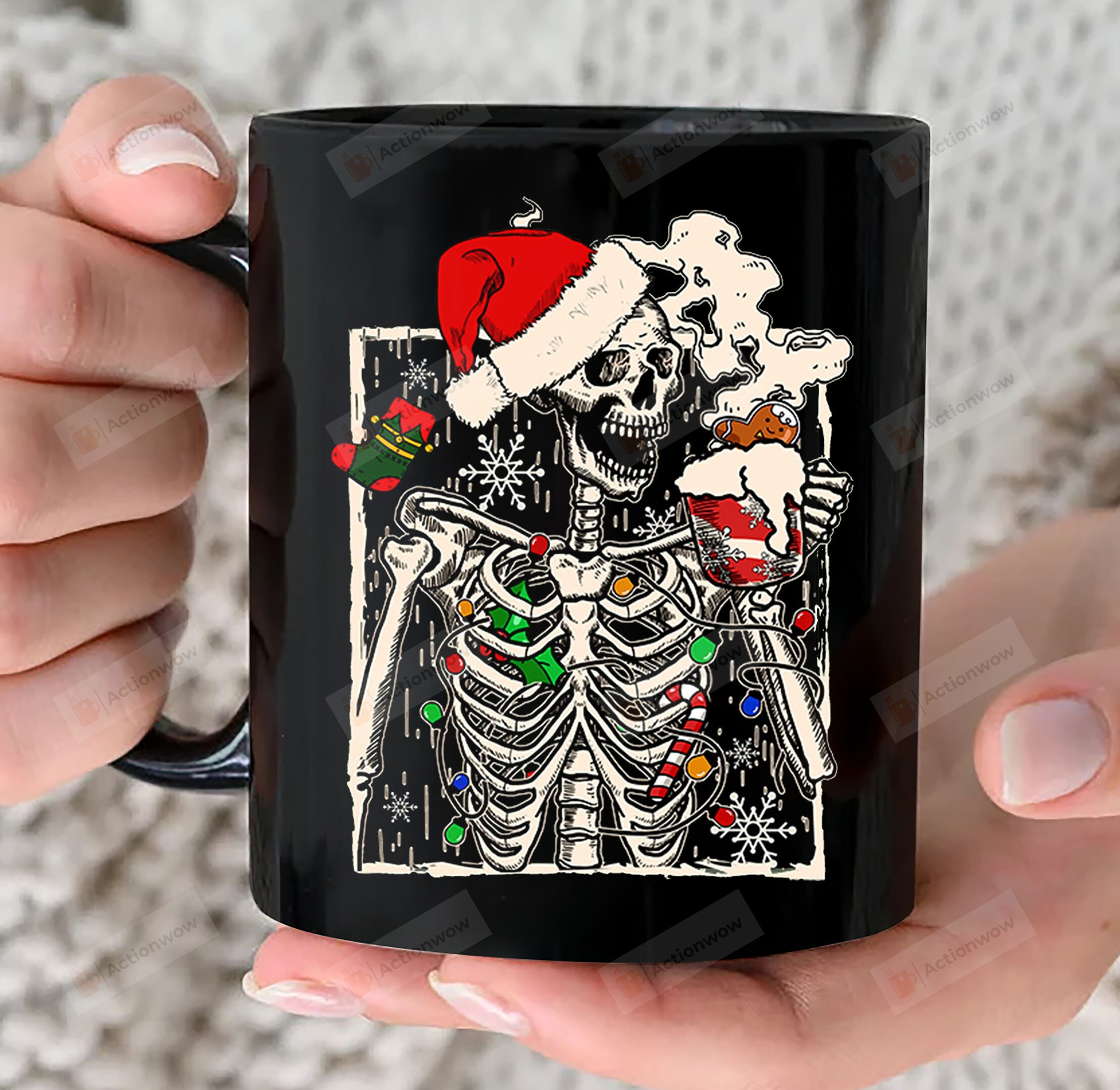 Christmas Skeleton Coffee Mug, Dead Inside But Jolly Af Christmas Mug, Dead Inside Skeleton Christmas Gifts