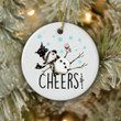 Cheers Tipsy Snowman Wine Ornament Snowmen Lovers Ornament, Christmas Ornament, Snowman Decor, Keepsake Christmas Ornament, Xmas Holiday Hanging Tree Ornament