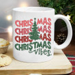 Retro Christmas Vibes Mug, Vintage Christmas Tree Coffee Cup, Funny Christmas Mug Gifts For Women Men Family Friend, Xmas Gifts, Holiday Mug