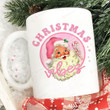 Retro Pink Santa Christmas Vibes Mug, Pink Santa Coffee Mug, Funny Christmas Gifts For Family Friend