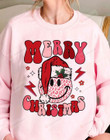 Merry Christmas Retro Smiley Face Sweatshirt, Funny Christmas Gifts For Women, Family Matching Christmas Tee, Xmas Gifts, Holiday Shirt