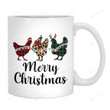Merry Christmas Chicken Mug, Merry Chickmas Mug, Buffalo Plaid Chicken Gifts For Family Friend Chicken Lovers