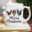 Merry Christmas Chicken Mug, Merry Chickmas Mug, Buffalo Plaid Chicken Gifts For Family Friend Chicken Lovers