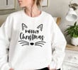 Meowy Christmas Sweatshirt, Meowy Catmas Sweater, Funny Christmas Cat Shirt Gifts For Cat Mom Cat Lover, Cat Face Christmas Shirt