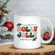 Holly Jolly Mug, Holly Jolly Vibes Retro Christmas Mug, Funny Christmas Mug Gifts For Family Friend