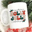 Holly Jolly Mug, Holly Jolly Vibes Retro Christmas Mug, Funny Christmas Mug Gifts For Family Friend