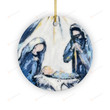Nativity Christmas Ornament In Blue-Jesus, Mary, Joseph, Tree Trimming, Holiday Gifts, Religious Ornament, Meaningful Christmas Gifts