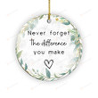 Therapist Ornament, Never Forget The Difference You Make Christmas Ornament, School Counselor