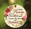 Heaven Has My Husband Memorial Ornament For Loss Of Husband, Christmas Sympathy Gift Ceramic Ornament, Butterfly And Lovely Roses (Heart)