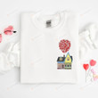 Valentines Day House With Love Balloon Sweatshirt, Love Shirt For Women For Men On Valentines Day, Heart Cute Valetines Gifts