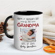 Personalized Happy 1st Mother's Day As My Grandma Mug, Baby's Sonogram Picture Mug Gifts