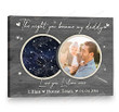 Personalized Dad Photo Poster, Happy Father's Day Canvas, Great Gift For Dad, The Night You Became My Daddy Wall Art ,Stepdad Birthday Canvas, Customized Best Dad Picture Poster Customized Night Sky Canvas