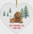 Personalized Red Goldendoodle Dog And Christmas Tree Ornament, Gifts For Dog Owners Ornament, First Christmas Gift Ornament
