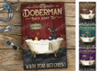 Doberman Pinscher Bath Soap Canvas, Custom Pet Bathtub Canvas, Custom Gift Bathroom Canvas, Custom Pet Portrait, Bereavement Gift
