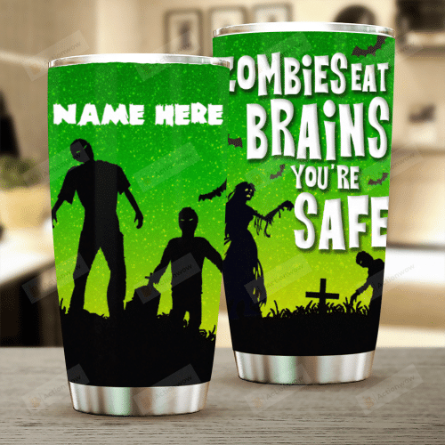 Personalized Zombies Eat Brains Stainless Steel Tumbler Perfect Gifts For Zombies Lover Tumbler Cups For Coffee/Tea, Great Customized Gifts For Birthday Christmas Thanksgiving