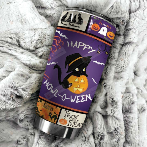 Halloween Black Cat Stainless Steel Tumbler Perfect Gifts For Cat Lover Tumbler Cups For Coffee/Tea, Great Customized Gifts For Birthday Christmas Thanksgiving Halloween