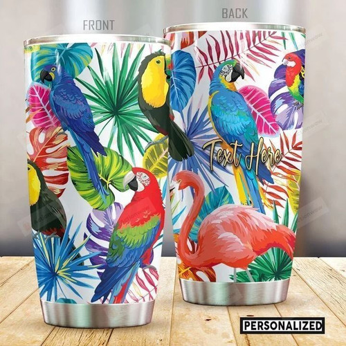 Personalized Tropical Bird Stainless Steel Tumbler, Tumbler Cups For Coffee/Tea, Great Customized Gifts For Birthday Christmas Thanksgiving