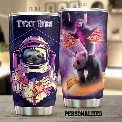 Personalized Sloth Riding Panda Stainless Steel Tumbler Perfect Gifts For Sloth Lover Tumbler Cups For Coffee/Tea, Great Customized Gifts For Birthday Christmas Thanksgiving